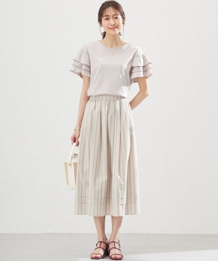 組曲 S 【WEB限定】コットンポリエステルタイプライター セットアップ ベージュストライプ系1