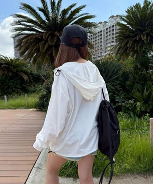 WEGO 【UVカット/吸水速乾/水陸両用/ラッシュガード】ハーフジップアノラックパーカー ホワイト