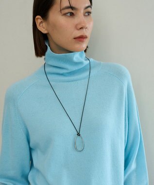 UNFILO カシミヤビスコース ニットタートル サックス