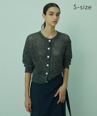 BEIGE， 【S-size】CACTUS / メッシュカーディガン Navy x White