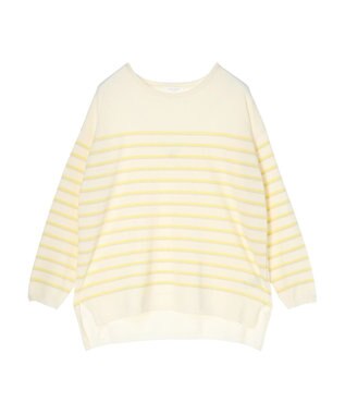 Green Parks ラメ入りボーダーニットプルオーバー Yellow