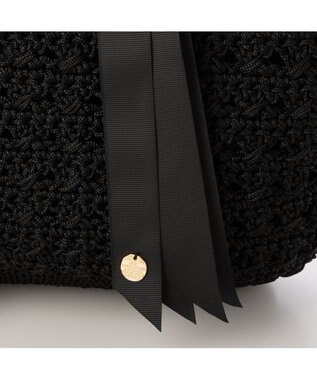 UNBILLION カシュカシュ cachecache / 下がりグログラン柄編みトート カゴバッグ ブラック