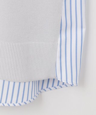 自由区 【洗える】ハイツイストコットンアセテート バックデザイン プルオーバーニット ライトグレー系1