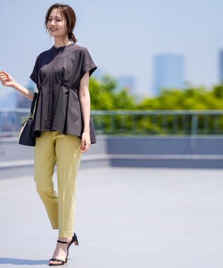 ANY SIS L エアリーストレッチ テーパードパンツ ライトイエロー