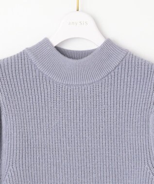 ANY SIS 【Oggi1月号掲載】モックネック袖パール調 ニット ライトブルー