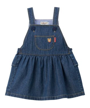 MIKI HOUSE HOT BISCUITS 【70-110cm】ワンポイント 6オンスデニム ジャンパースカート インディゴブルー