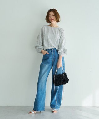 YECCA VECCA 2wayボリューム袖ブラウス Stripe