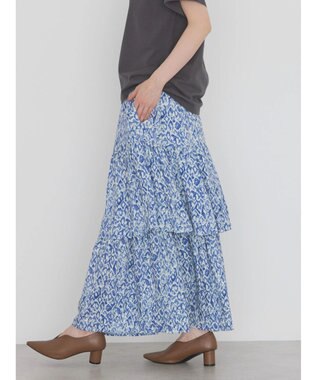 AMERICAN HOLIC ティアードエスニックプリントスカート Blue