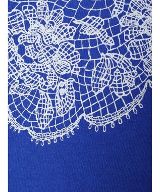 earth music&ecology レースプリントボーダープルオーバー Royal Blue
