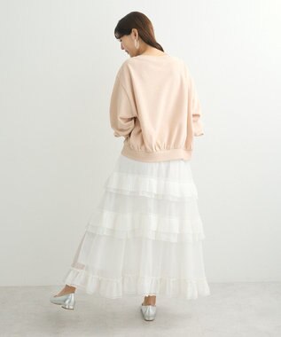 Green Parks ショート丈ラメ裏毛ボートネックプルオーバー Orange