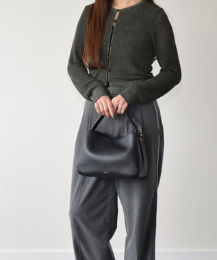 INTER-CHAUSSURES 【LORISTELLA】シュリンクレザーハンドバッグ ブラック