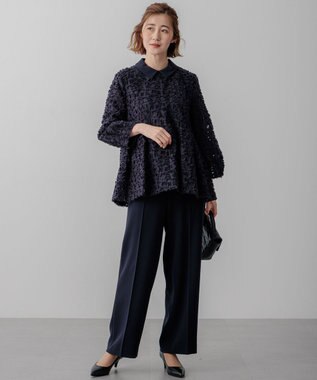 23区 L 【VERYコラボ】ボタニカル カットジャカード ブラウス ネイビー系