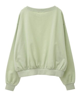 Green Parks ショート丈ラメ裏毛ボートネックプルオーバー Green