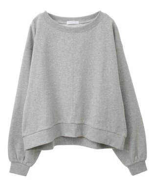 Green Parks ショート丈ラメ裏毛ボートネックプルオーバー Gray