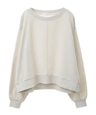 Green Parks ショート丈ラメ裏毛ボートネックプルオーバー Ivory