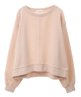 Green Parks ショート丈ラメ裏毛ボートネックプルオーバー Orange