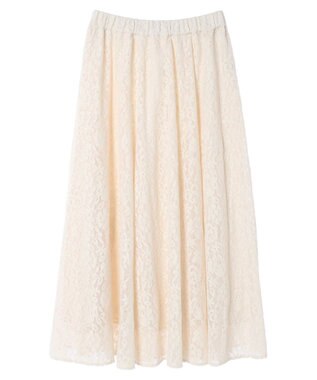 earth music&ecology 起毛レースフレアスカート Ivory