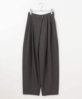 #Newans 【洗える】スラントフロントコクーンパンツ グレー