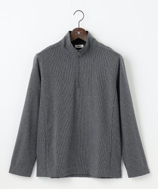 JOSEPH ABBOUD 【保温性/軽量り/ジャパンファブリック】ストライプジャカードジップ  プルオーバー グレー系1