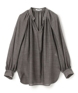 BEIGE， 【洗える】MOYE / シアーウールパフスリーブブラウス Charcoal