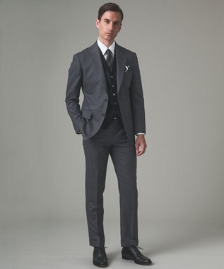 GOTAIRIKU 体温調整に【洗える/チクチクしにくい/ピリングしにくい】イタリア糸 ハイゲージ ベスト_WOOL100% ブラック×グレーアーガイル