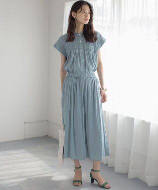 組曲 L 【春夏のNEWカラー登場】ギャザーライトデシン パンツ スモーキーグリーン系