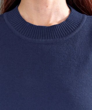 Tiaclasse L 【洗える】ボリュームリボン袖ニットコンビチュニック ブルー