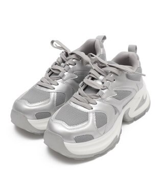 WEGO PUメッシュヒールダッドスニーカー シルバー