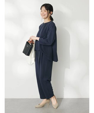CRAFT STANDARD BOUTIQUE ８分丈ウエストタックオールインワン Navy