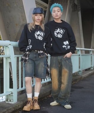 WEGO 【ユニセックス着用ITEM】フォトペーストグラフィックプルオーバー ブラック