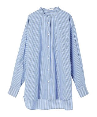CRAFT STANDARD BOUTIQUE 【追加】バンドカラーシャツ ストライプブルー