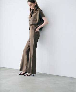 uncrave ジョーゼットダブルジャージー フレアパンツ キャメルベージュ