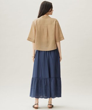 自由区 【カタログ掲載・接触冷感・洗える】シアーラミーローンクロップド丈 ブラウス ベージュ