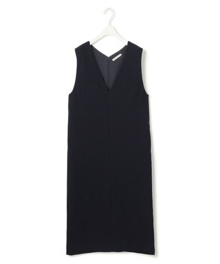 ICB L 【洗える】ライトダブルクロス Vネックワンピース ネイビー系