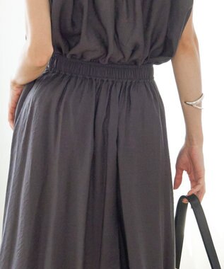 UNFILO ヴィンテージシアー ギャザーワイドパンツ チャコール