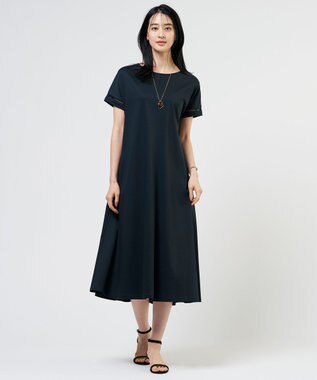 J.PRESS LADIES L コットンスムース ワンピース ネイビー系