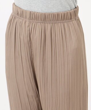 SHARE PARK LADIES 【洗える】アンティークサテンプリーツパンツ ダークブラウン系