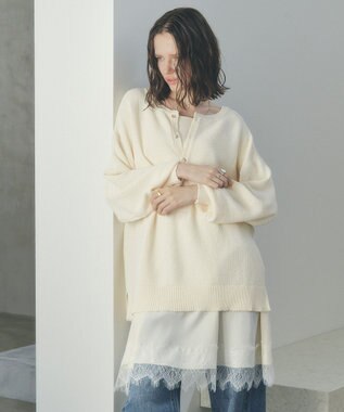 YECCA VECCA 2wayヘンリーネックルーズニット