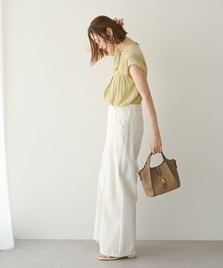 YECCA VECCA <<接触冷感>>フレンチスリーブギャザーブラウス Yellow