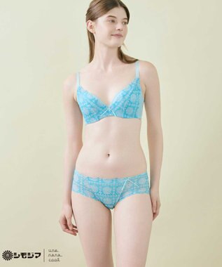 une nana cool MADE WITH シモジマ さあわたし レース 脇高ブラジャー サックスブルー