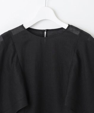 自由区 【WEB限定・接触冷感・洗える】シアーラミーローンイレギュラーヘムスリーブ ブラウス セピア