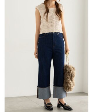 Te chichi スラブヤーンニットベスト ライトベージュ