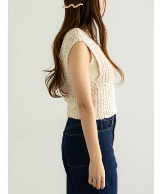 Te chichi スラブヤーンニットベスト ライトベージュ