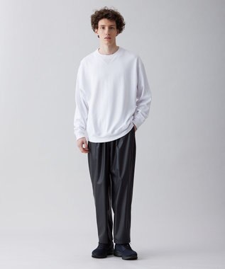 UNFILO MENS 【ストレッチ】レザーライク ワイドパンツ [23年春夏商品] ブラック