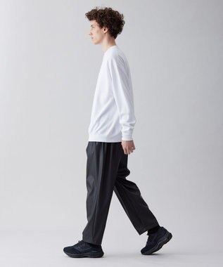 UNFILO MENS 【ストレッチ】レザーライク ワイドパンツ [23年春夏商品] ブラック