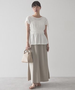AMERICAN HOLIC 【予約】シャーリングショルダーリボンプルオーバー Off White