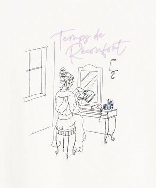 ANY SIS L 線画×刺繍ロゴ Tシャツ オフ×サロン