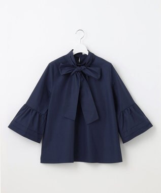 Feroux 【洗える・2WAY】リボンタイチュニック ブラウス ネイビー系