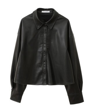 Green Parks ショート丈フェイクレザーシャツ Black
