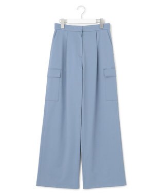 ICB 【UVカット・吸水速乾・洗える】シェルタリングドライサテン  ワイドストレートカーゴパンツ ブルー系